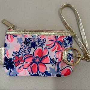 Lilly Pulitzer Printed Zip Top Wallet/Key Chain Pouch Wristlet Party Floral